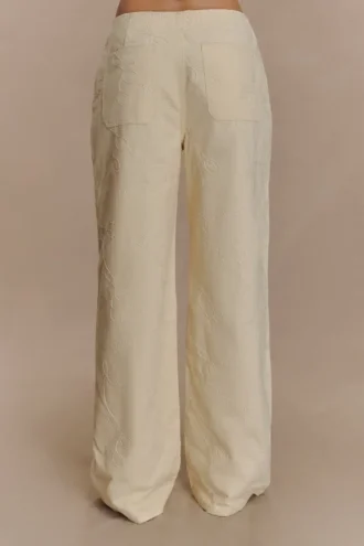Ebony Denim-jeans met borduursels – Crème