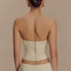 Ebony geborduurd Denim-corset – Crème Ebony geborduurd Denim-corset – Crème