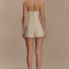 Ebony geborduurde Denim micro-shorts – Crème Ebony geborduurde Denim micro-shorts – Crème