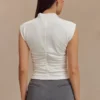 Ellia mouwloze top met hoge hals – Wit