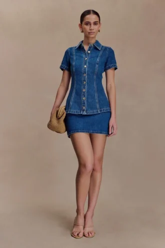 Ellie Denim minirok – donkerblauw