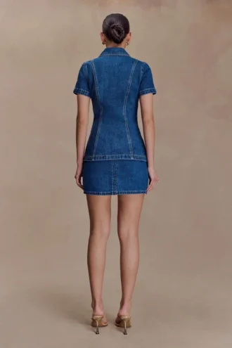 Ellie Denim minirok – donkerblauw