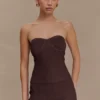 Elodie strapless gebreide top met cups – Chocolade Elodie strapless gebreide top met cups – Chocolade