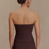 Elodie strapless gebreide top met cups – Chocolade Elodie strapless gebreide top met cups – Chocolade