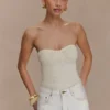 Elodie strapless gebreide top met cups – ivoor Elodie strapless gebreide top met cups – ivoor