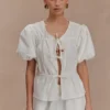 Emilie katoenen top met pofmouwen – Wit Emilie katoenen top met pofmouwen – Wit