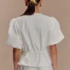 Emilie katoenen top met pofmouwen – Wit Emilie katoenen top met pofmouwen – Wit
