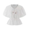 Emilie katoenen top met pofmouwen – Wit Emilie katoenen top met pofmouwen – Wit