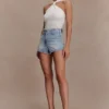 Erin Denim Shorts met middelhoge taille – gewassen lichtblauw Erin Denim Shorts met middelhoge taille – gewassen lichtblauw