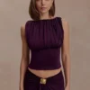Erina Slinky top met open rug – Aubergine Erina Slinky top met open rug – Aubergine