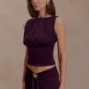 Erina Slinky top met open rug – Aubergine Erina Slinky top met open rug – Aubergine