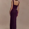 Erina Slinky gerimpelde maxi-rok met hardware – Aubergine