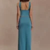 Erina soepelvallende maxi-rok met ruches en details – blauwgroen Erina soepelvallende maxi-rok met ruches en details – blauwgroen