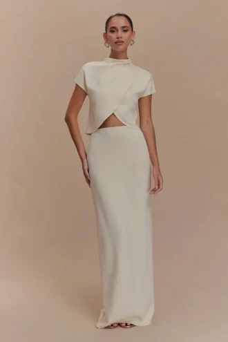 Eris scuba jersey maxi-rok – ivoor