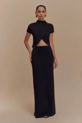 Eris Scuba Jersey Maxi-rok – Zwart