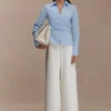 Eugenia katoenen wikkelblouse – Blauw Eugenia katoenen wikkelblouse – Blauw