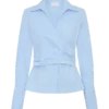 Eugenia katoenen wikkelblouse – Blauw Eugenia katoenen wikkelblouse – Blauw