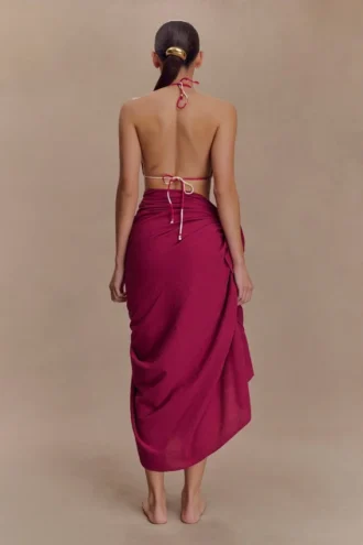 Evie katoenen sarong – Wijnrood