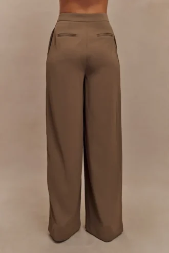 Faith Suiting broek met wijde pijpen – Cacaobruin