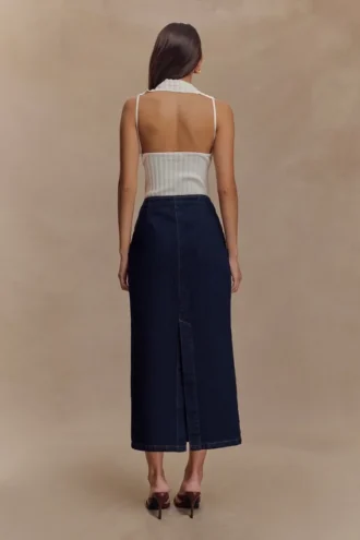 Fallon Denim Midirok – Indigoblauw