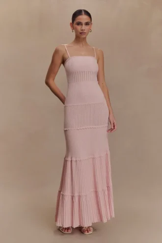 Finley maxi-jurk van pointelle-breisel – Babyroze