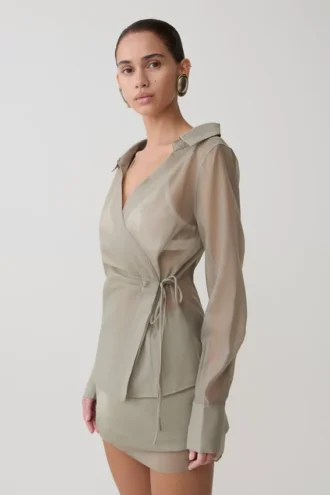 Frankie Organza Cross-Over Shirt – Rook
