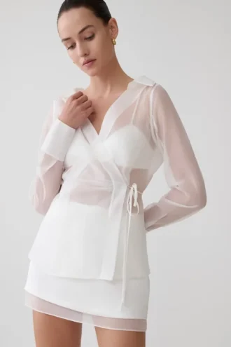 Frankie Organza overslagshirt – Wit