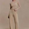 Frannie gerimpelde zijde-mix-broek – Zand Frannie gerimpelde zijde-mix-broek – Zand