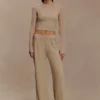 Frannie gerimpelde zijde-mix-broek – Zand Frannie gerimpelde zijde-mix-broek – Zand