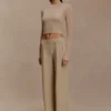 Frannie gerimpelde zijde-mix-broek – Zand Frannie gerimpelde zijde-mix-broek – Zand