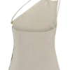 Gabby asymmetrische halslijn linnen top met kralen – naturel Gabby asymmetrische halslijn linnen top met kralen – naturel