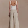 Gabby linnen broek met rechte pijpen – naturel Gabby linnen broek met rechte pijpen – naturel