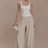 Gabby linnen broek met rechte pijpen – naturel Gabby linnen broek met rechte pijpen – naturel