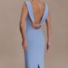 Galilea crêpe gedrapeerde maxi-jurk – Korenbloemblauw Galilea crêpe gedrapeerde maxi-jurk – Korenbloemblauw