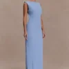Galilea crêpe gedrapeerde maxi-jurk – Korenbloemblauw Galilea crêpe gedrapeerde maxi-jurk – Korenbloemblauw