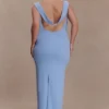 Galilea crêpe gedrapeerde maxi-jurk – Korenbloemblauw Galilea crêpe gedrapeerde maxi-jurk – Korenbloemblauw