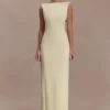Galilea crêpe gedrapeerde maxi-jurk – Lemon Galilea crêpe gedrapeerde maxi-jurk – Lemon