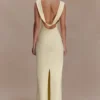 Galilea crêpe gedrapeerde maxi-jurk – Lemon Galilea crêpe gedrapeerde maxi-jurk – Lemon