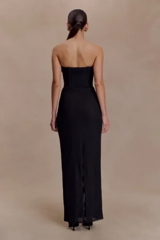 Gemma strapless mesh maxi-jurk – Zwart Gemma strapless mesh maxi-jurk – Zwart