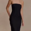 Gemma strapless mesh maxi-jurk – Zwart Gemma strapless mesh maxi-jurk – Zwart