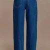 Georgette Denim-jeans met panelen en middelhoge taille – donkerblauw Georgette Denim-jeans met panelen en middelhoge taille – donkerblauw