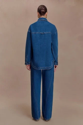 Lioda oversized Denim shirt – donkerblauw