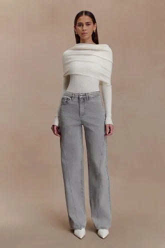 Georgette Denim jeans met panelen en middelhoge taille – Grijs