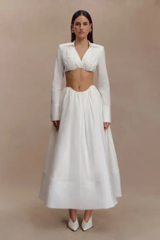 Greta gerimpelde maxi-rok – Wit