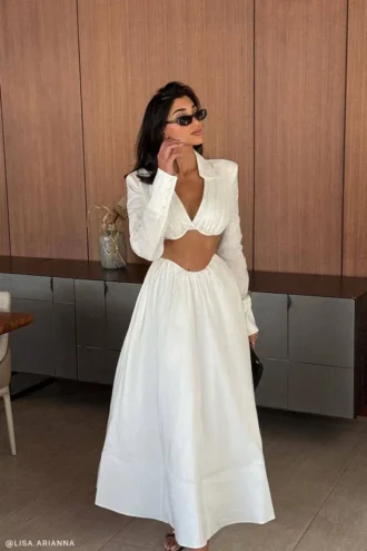 Greta gerimpelde maxi-rok – Wit