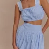 Gretel Hem minirok – Blauw met krijtstreep