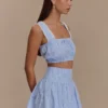 Gretel Hem minirok – Blauw met krijtstreep