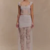 Guinevere kanten en mesh maxi-rok – lila