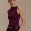Hadleigh mouwloze slinky top – Bordeauxrood Hadleigh mouwloze slinky top – Bordeauxrood