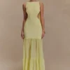 Haille gebreide chiffon maxi-jurk – Lemon Haille gebreide chiffon maxi-jurk – Lemon
